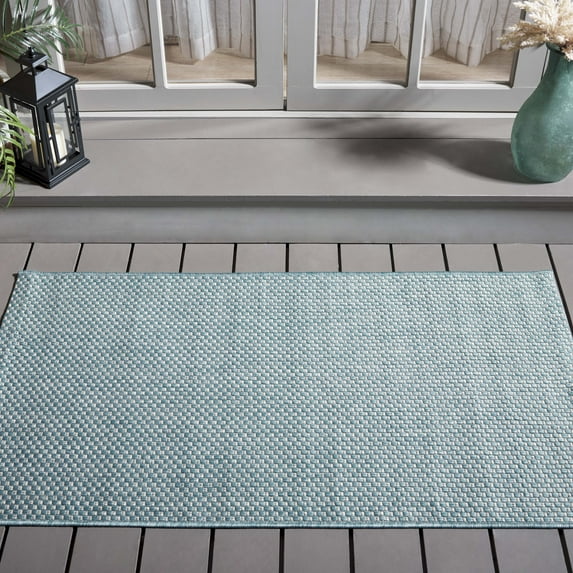 Safavieh Courtyard Finnian Solid Indoor/Outdoor Area Rug, Aqua/Gray, 2' x 3'7"