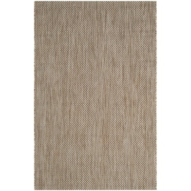 SAFAVIEH Courtyard Finnian Solid Dotted Indoor/Outdoor Area Rug, 4' x 5'7", Natural/Black