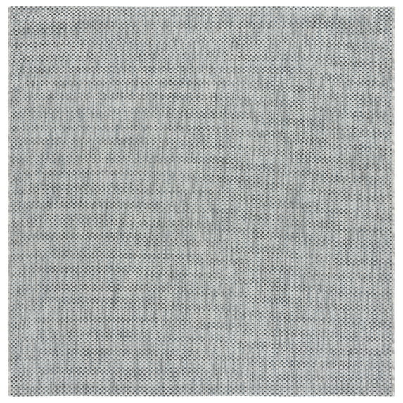 Safavieh Courtyard Finnian Solid Indoor/Outdoor Area Rug, Gray/Navy, 5'3" x 5'3" Square