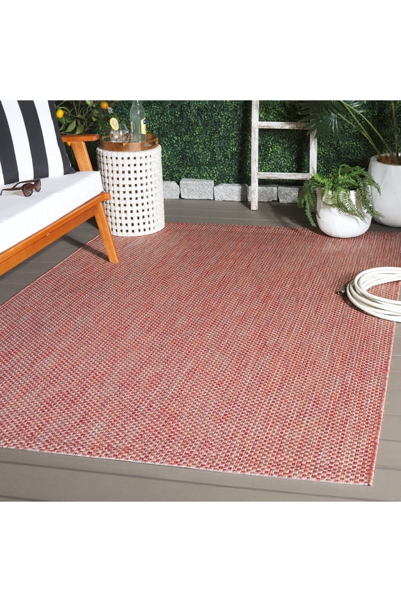 Courtyard Finnian Solid Indoor/Outdoor Area Rug, Red/Beige, 5'3" x 7'7"