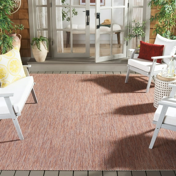 Safavieh Courtyard Finnian Solid Indoor/Outdoor Area Rug, Red/Beige, 8' x 11'