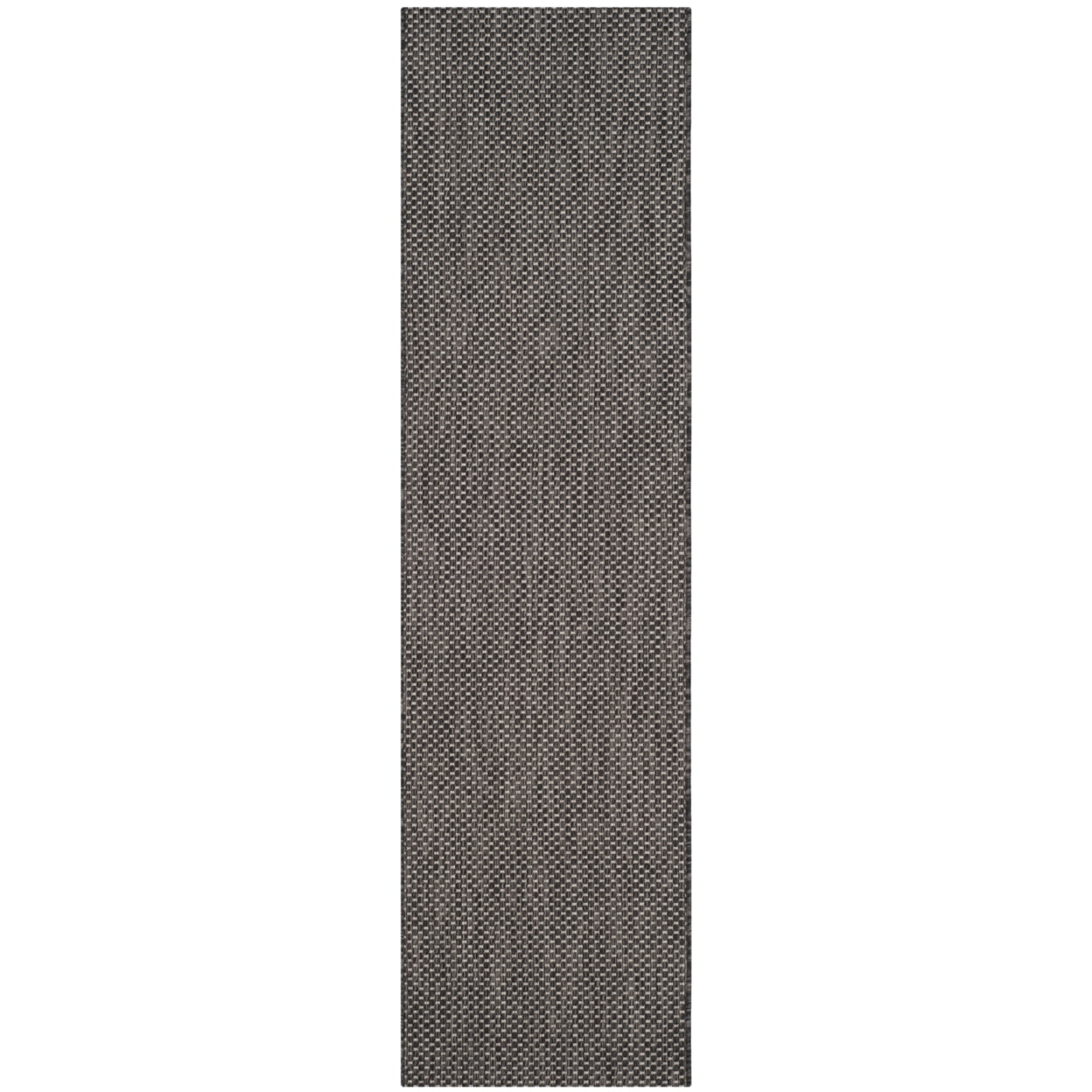 Elegant Black & Beige Checkered 2'3" x 12' Indoor/Outdoor Runner