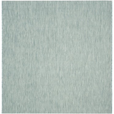 SAFAVIEH Courtyard Finnian Solid Indoor/Outdoor Area Rug, Aqua/Grey, 10' x 10' Square