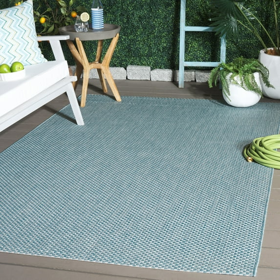 Safavieh Courtyard Finnian Solid Indoor/Outdoor Area Rug, Aqua/Gray, 5'3" x 7'7"