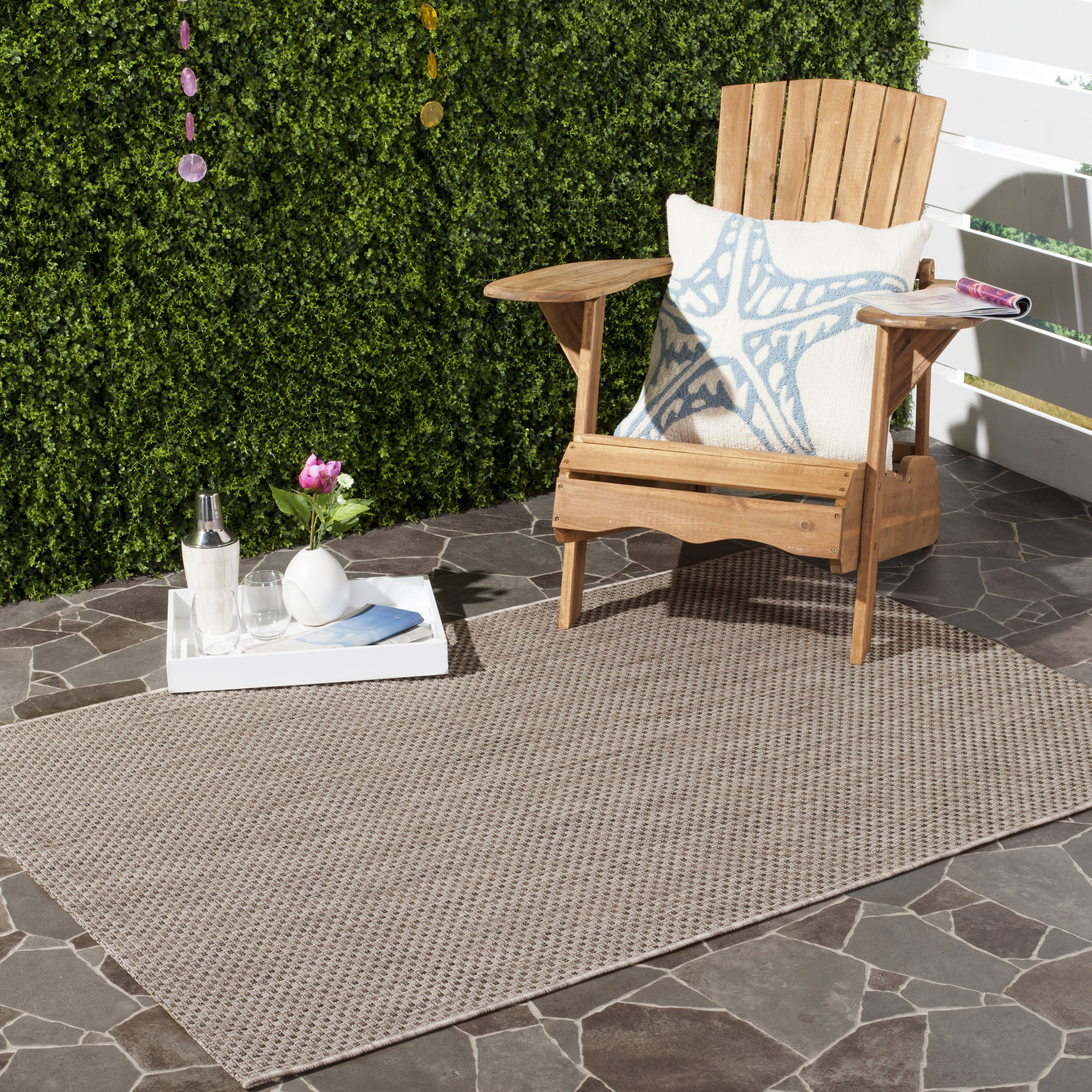 Safavieh Courtyard Finnian Solid Indoor/Outdoor Area Rug, Beige/Brown, 4' x 4' Square