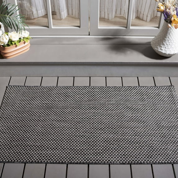 Safavieh Courtyard Finnian Solid Indoor/Outdoor Area Rug, Black/Beige, 4' x 4' Square