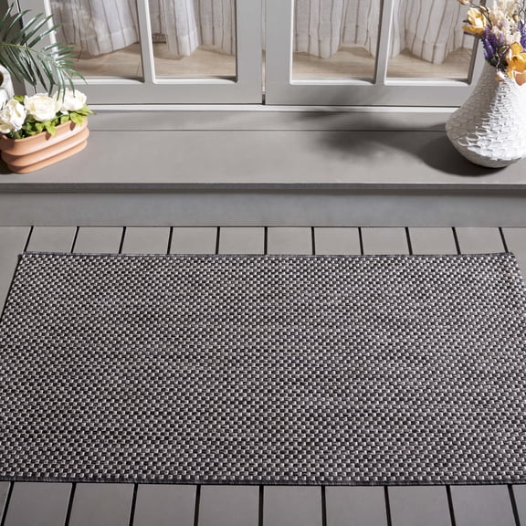 Safavieh Courtyard Finnian Solid Indoor/Outdoor Area Rug, Black/Beige, 4' x 4' Square