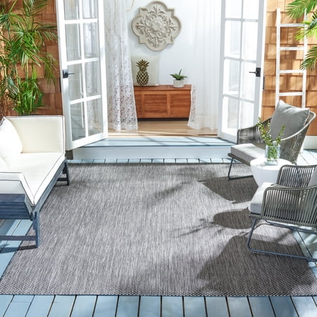 Safavieh Courtyard Finnian Solid Indoor/Outdoor Area Rug, Black/Beige, 8' x 10'