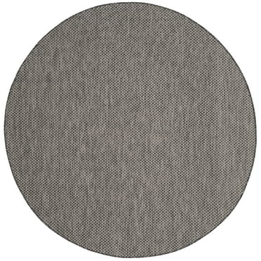 SAFAVIEH Courtyard Finnian Solid Indoor/Outdoor Area Rug, Black/Beige, 9' x 9' Round