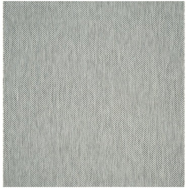 SAFAVIEH Courtyard Finnian Solid Indoor/Outdoor Area Rug, Grey/Navy, 7'10" x 7'10" Square