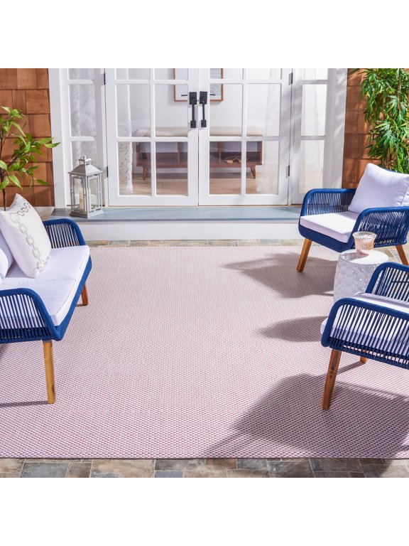 Courtyard Finnian Solid Indoor/Outdoor Area Rug, Ivory/Pink, 6'7" x 6'7" Square
