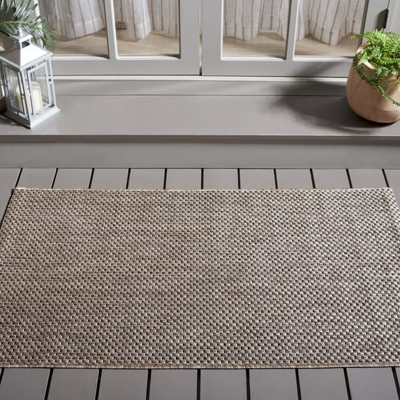 Safavieh Courtyard Finnian Solid Indoor/Outdoor Area Rug, Natural/Black, 2' x 3'7"