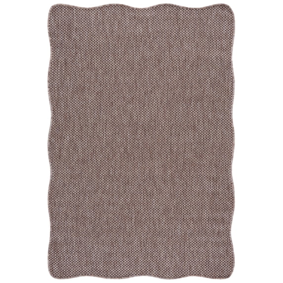 Safavieh Courtyard Finnian Solid Indoor/Outdoor Area Rug, Natural/Black, 5'3" x 7'7" Scalloped