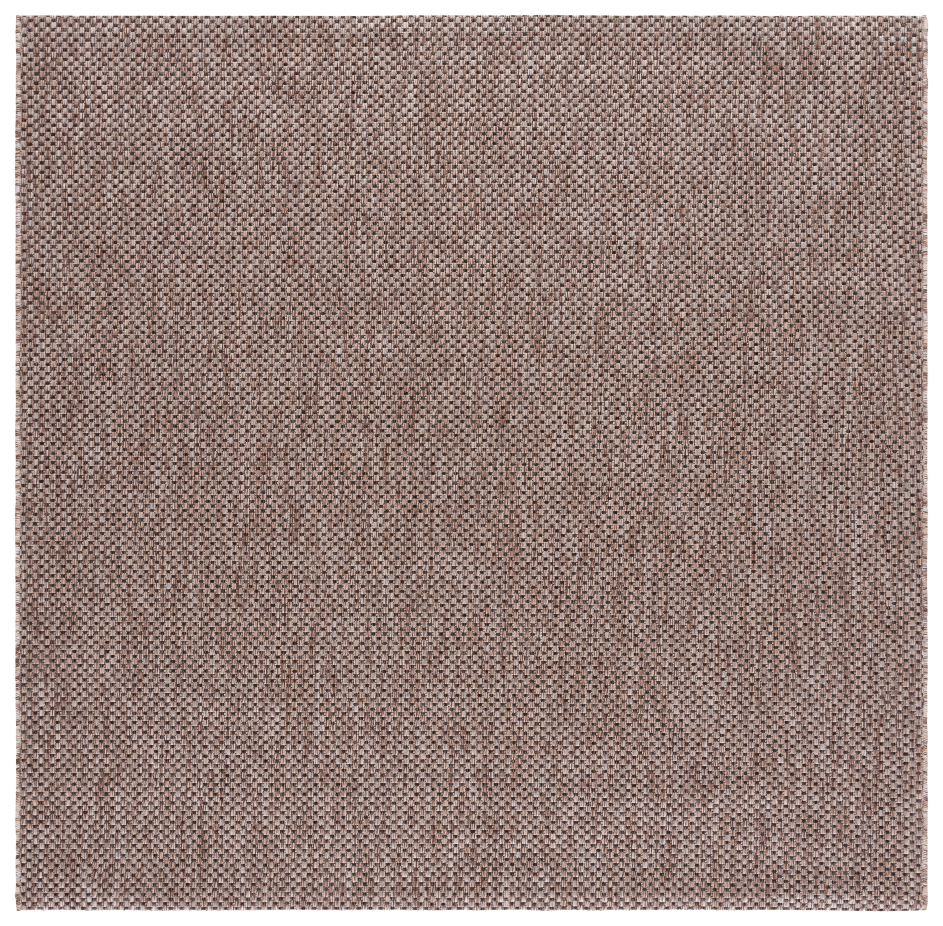 SAFAVIEH Courtyard Finnian Solid Indoor/Outdoor Area Rug, Natural/Black, 6'7" x 6'7" Square