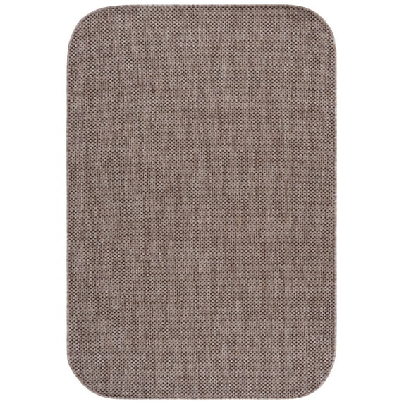 Safavieh Courtyard Finnian Solid Indoor/Outdoor Area Rug, Natural/Black, 6'7" x 9'6" Round