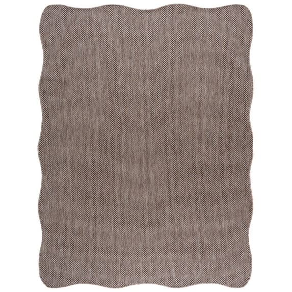 Safavieh Courtyard Finnian Solid Indoor/Outdoor Area Rug, Natural/Black, 8' x 10' Scalloped