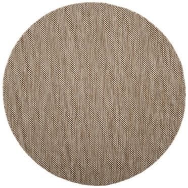 SAFAVIEH Courtyard Finnian Solid Indoor/Outdoor Area Rug, Natural/Black, 9' x 9' Round