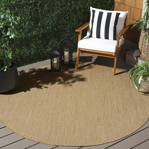 Safavieh Courtyard Finnian Solid Indoor/Outdoor Area Rug, Natural/Cream, 4' x 4' Round