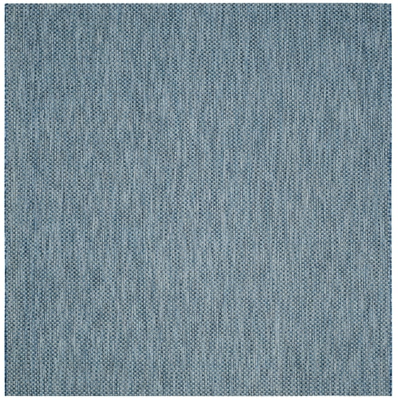 SAFAVIEH Courtyard Finnian Solid Indoor/Outdoor Area Rug, Navy/Grey, 10' x 10' Square