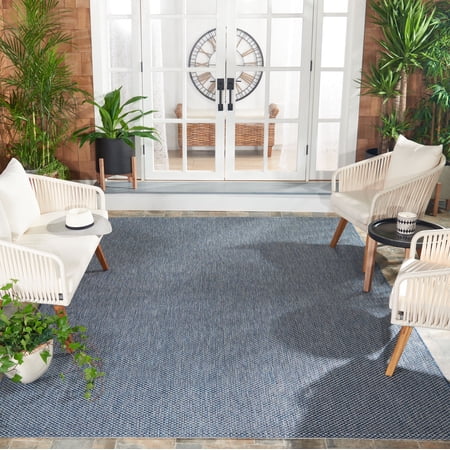 Safavieh Courtyard Finnian Solid Indoor/Outdoor Area Rug, Navy/Gray, 10' x 14'