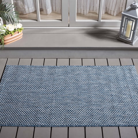 Safavieh Courtyard Finnian Solid Indoor/Outdoor Area Rug, Navy/Gray, 2' x 3'7"