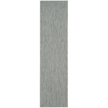 SAFAVIEH Courtyard Finnian Solid Indoor/Outdoor Runner Rug, Grey/Navy, 2'3" x 22'