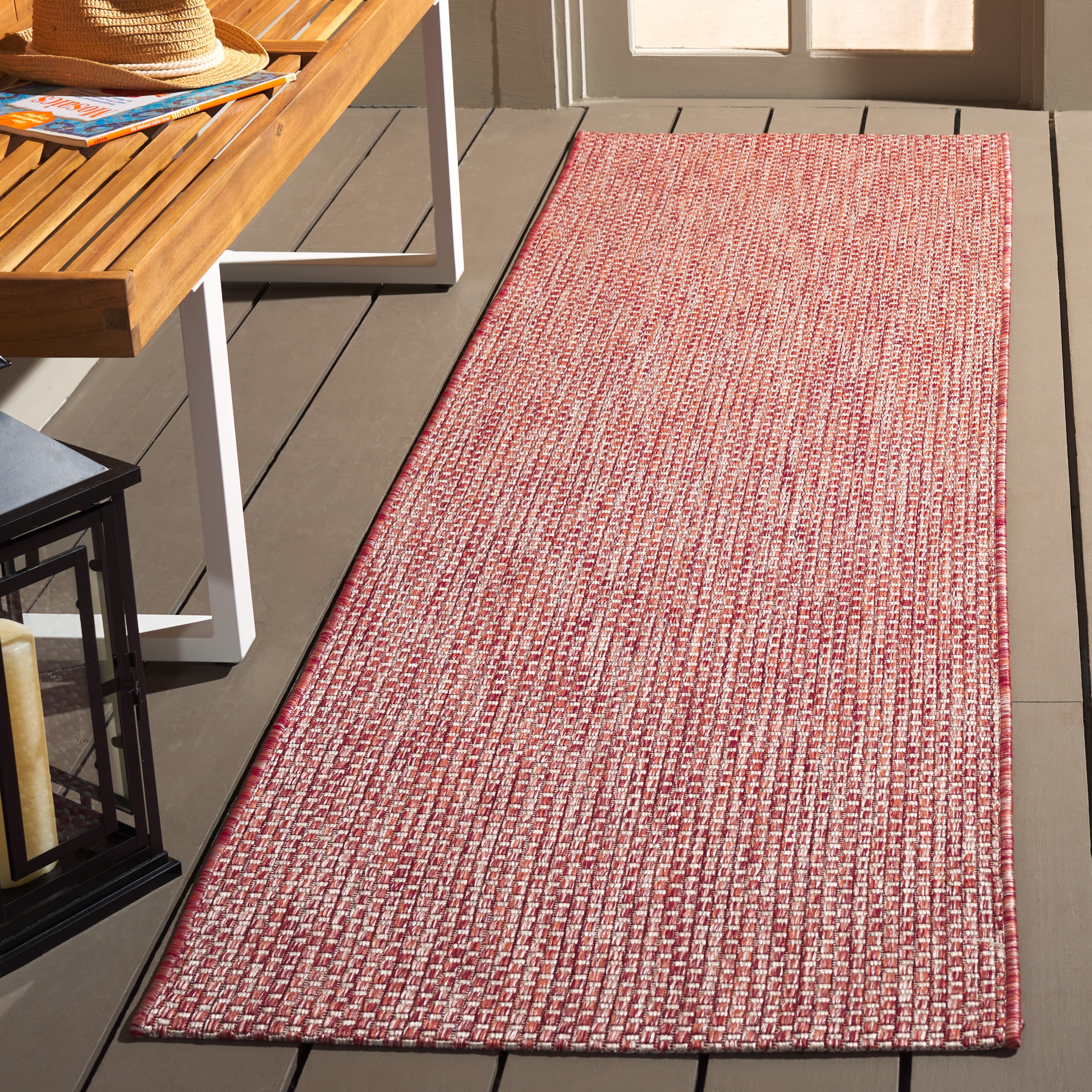 Safavieh Courtyard Finnian Solid Indoor/Outdoor Runner Rug, Red/Beige, 2'3" x 14'