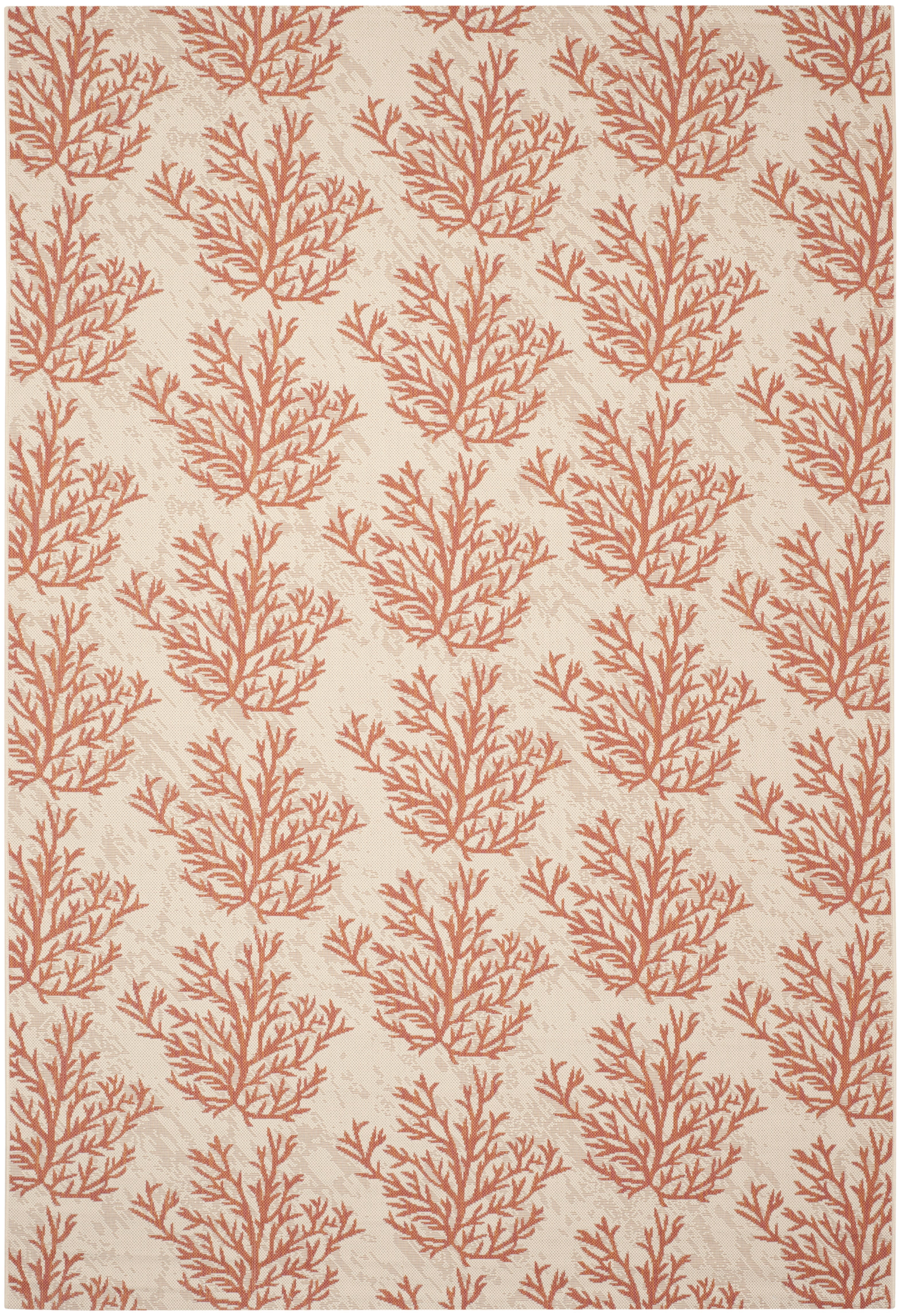 Safavieh Courtyard Fionntan Botanical Indoor/Outdoor Area Rug, Beige/Terracotta, 5'3" x 7'7"