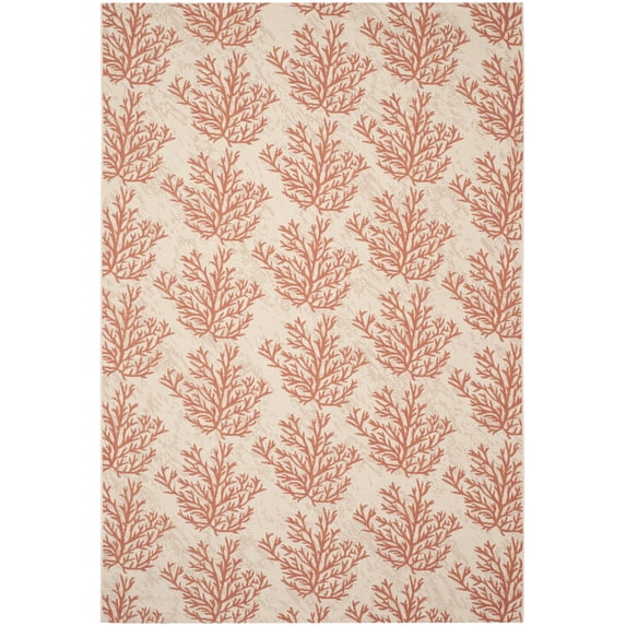Safavieh Courtyard Fionntan Botanical Indoor/Outdoor Area Rug, Beige/Terracotta, 5'3" x 7'7"