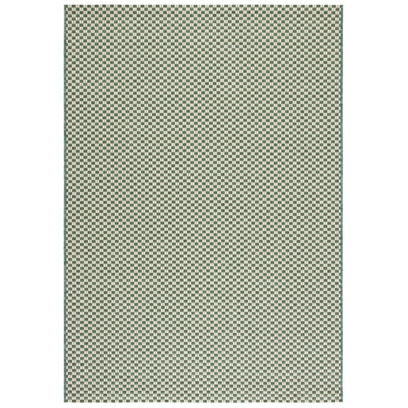 SAFAVIEH Courtyard Flint Checkered Indoor/Outdoor Area Rug, Dark Green/Beige, 2'7" x 5'