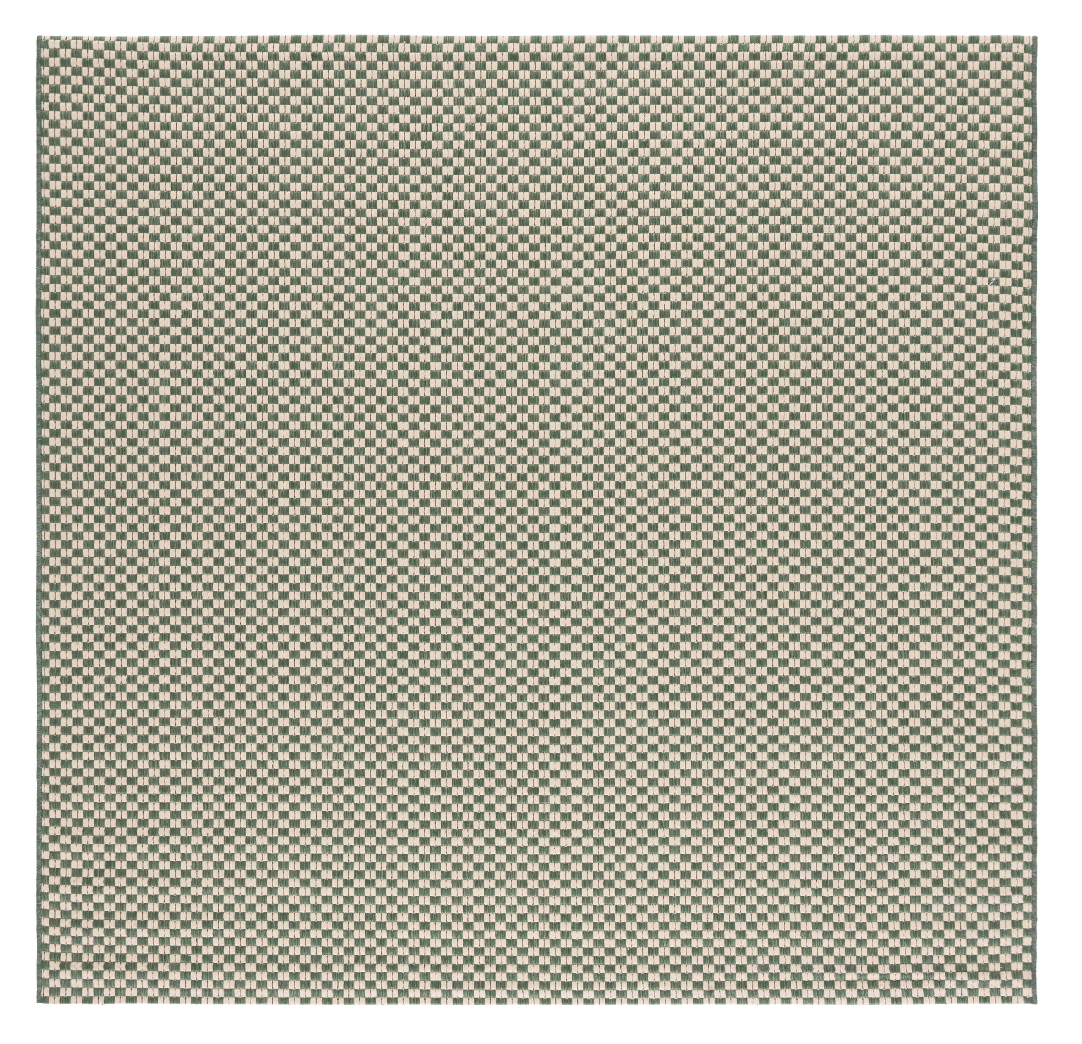 SAFAVIEH Courtyard Flint Checkered Indoor/Outdoor Area Rug, Dark Green/Beige, 6'7" x 6'7" Square