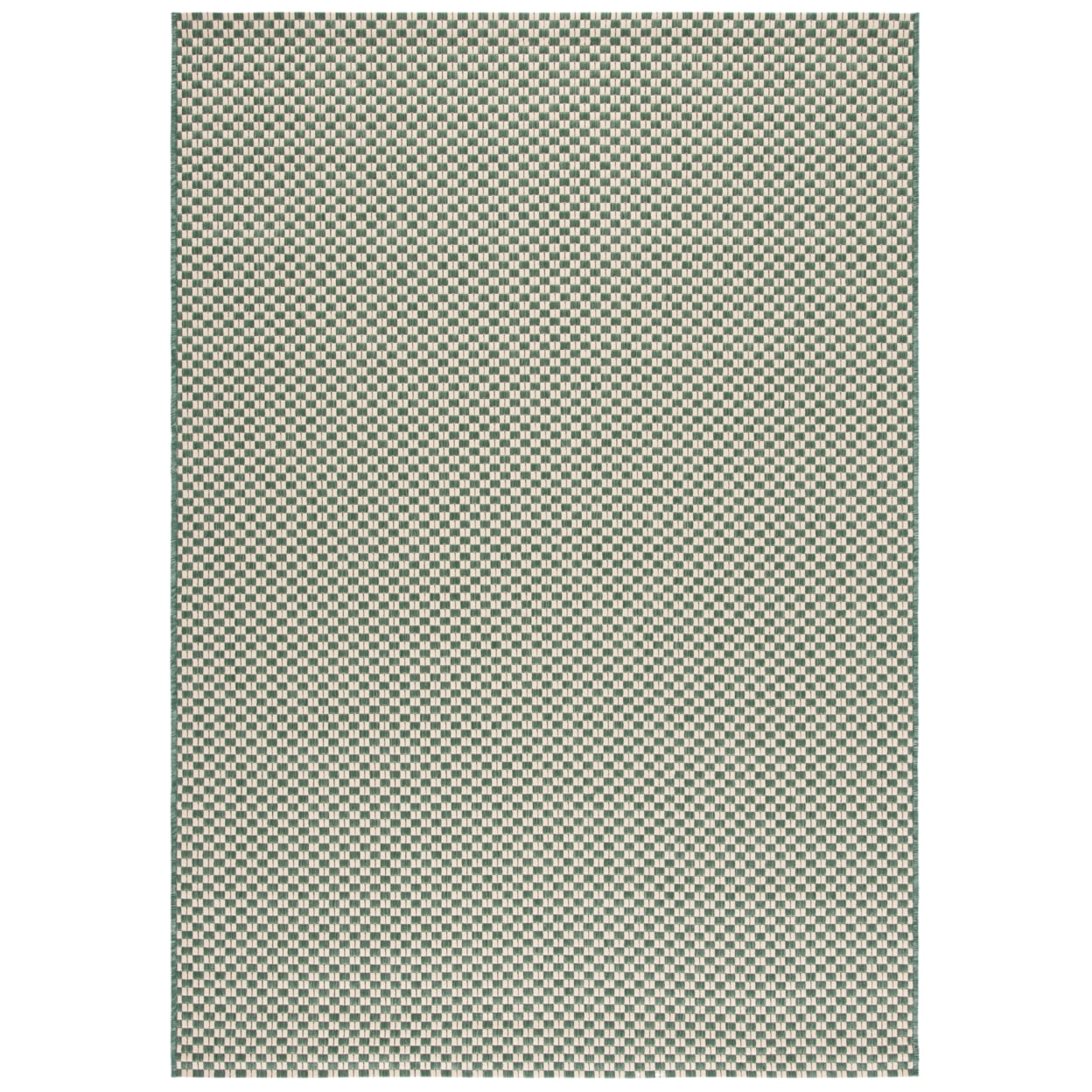 Dark Green and Beige Rectangular Stain-Resistant Synthetic Rug