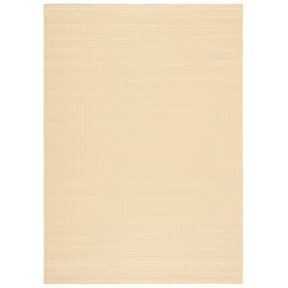 SAFAVIEH Courtyard Flint Checkered Indoor/Outdoor Area Rug, Gold/Beige, 5'3" x 7'7"