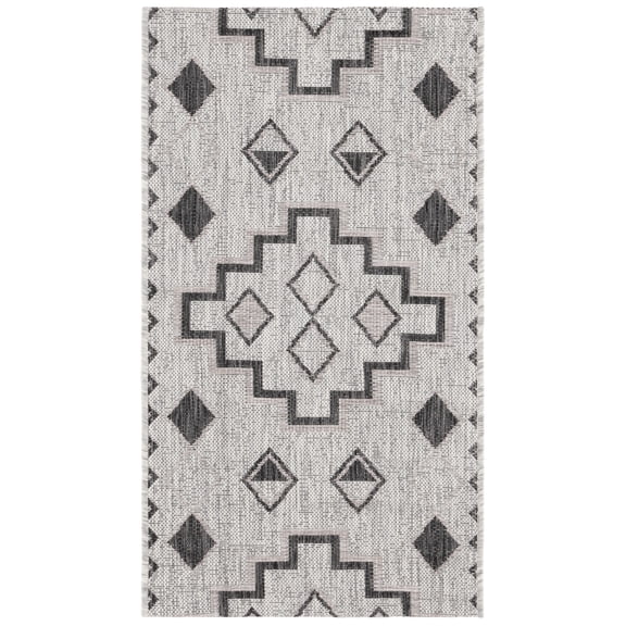SAFAVIEH Courtyard Floella Geometric Indoor/Outdoor Area Rug, 2' x 3'7", Grey/Black