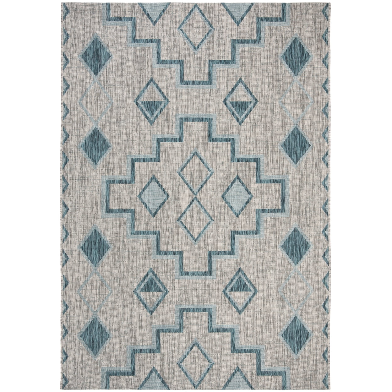 Easy-Care Green and Teal Synthetic Round Area Rug, 54"