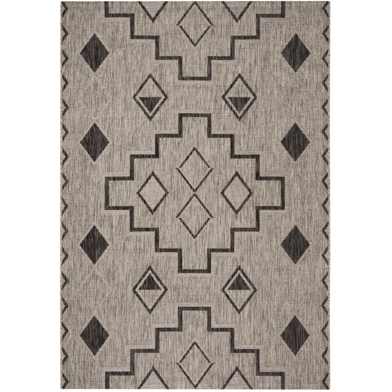Easy-Care 59" Round Gray Synthetic Indoor/Outdoor Rug