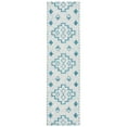 thumbnail image 1 of SAFAVIEH Courtyard Floella Geometric Indoor/Outdoor Runner, 2'3" x 8', Grey/Teal, 1 of 12