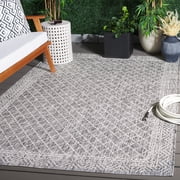 SAFAVIEH Courtyard Frazier Geometric Indoor/Outdoor Area Rug, Light Grey/Dark Grey, 5'3" x 7'7"