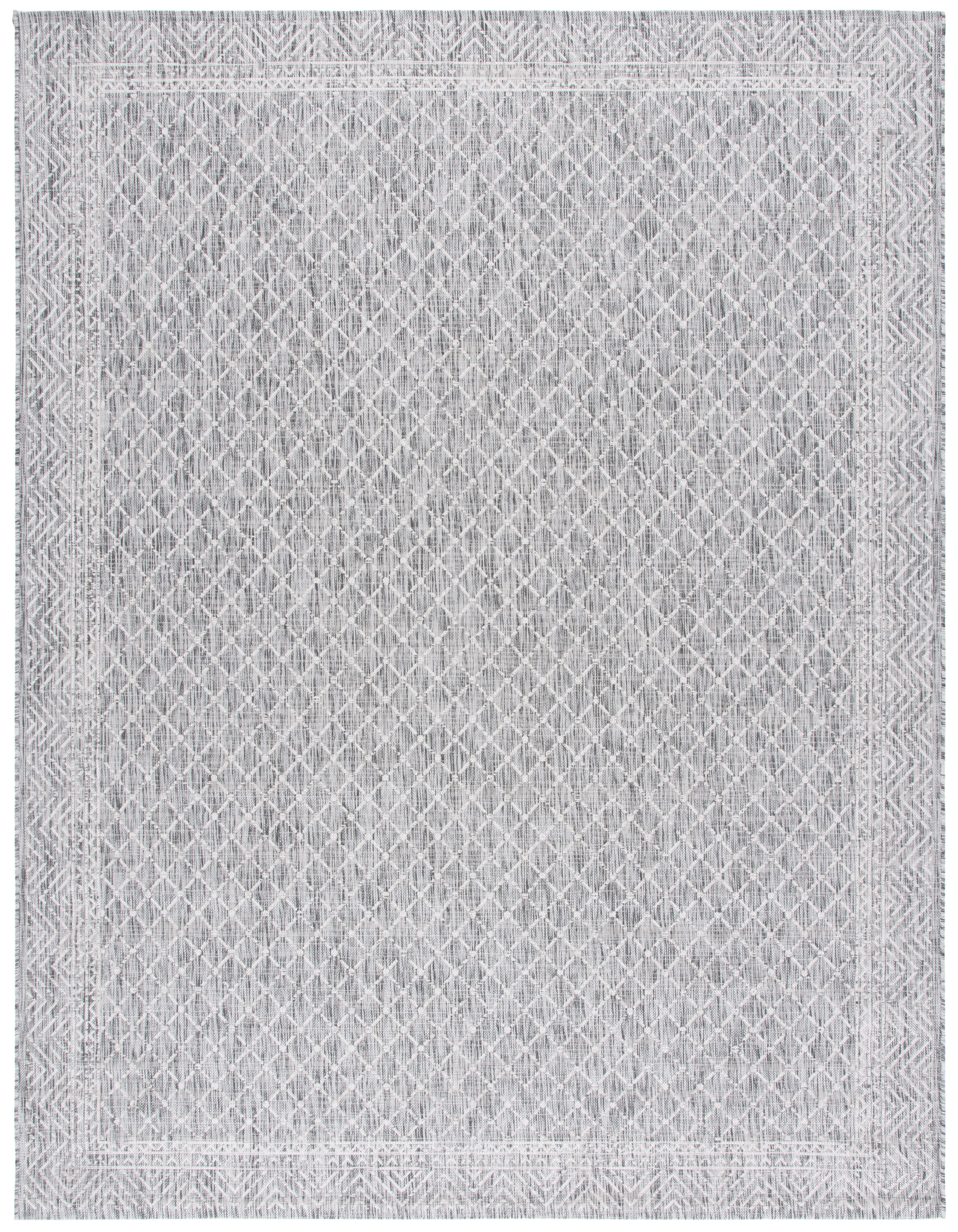 SAFAVIEH Courtyard Frazier Geometric Indoor/Outdoor Area Rug, Light Grey/Dark Grey, 8' x 10'