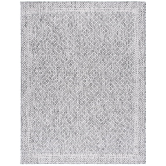 SAFAVIEH Courtyard Frazier Geometric Indoor/Outdoor Area Rug, Light Grey/Dark Grey, 8' x 10'