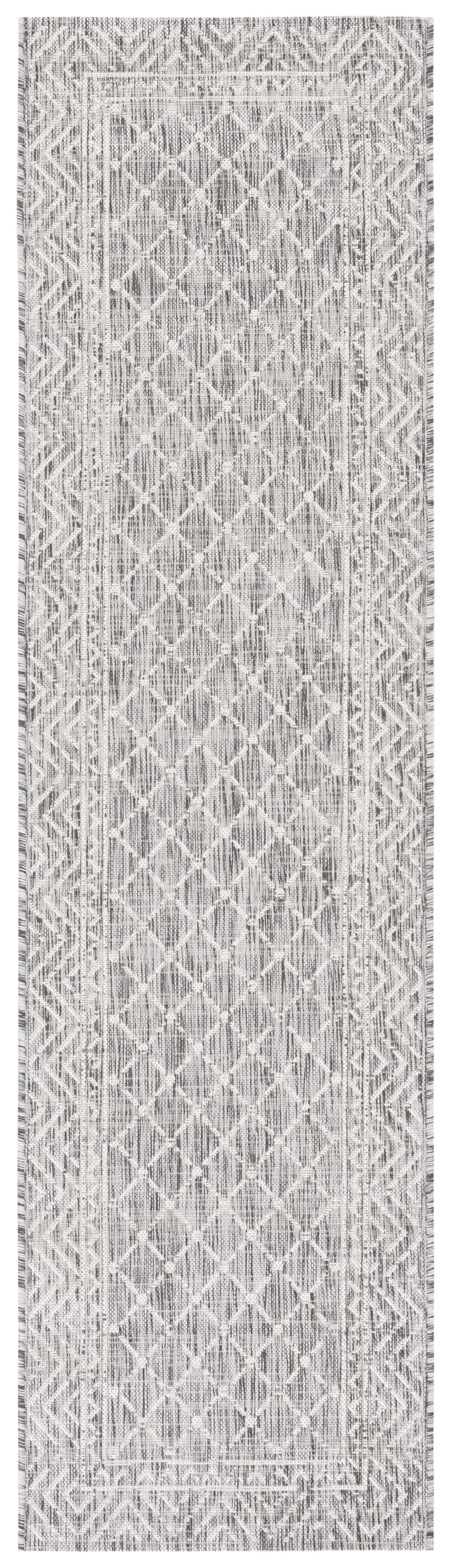 Safavieh Courtyard Frazier Geometric Indoor/Outdoor Runner Rug, Light Gray/Dark Gray, 2'3" x 8'