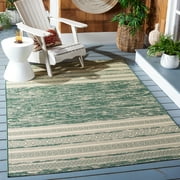 Safavieh Courtyard Galen Striped Indoor/Outdoor Area Rug, Dark Green/Beige, 5'3" x 7'7"