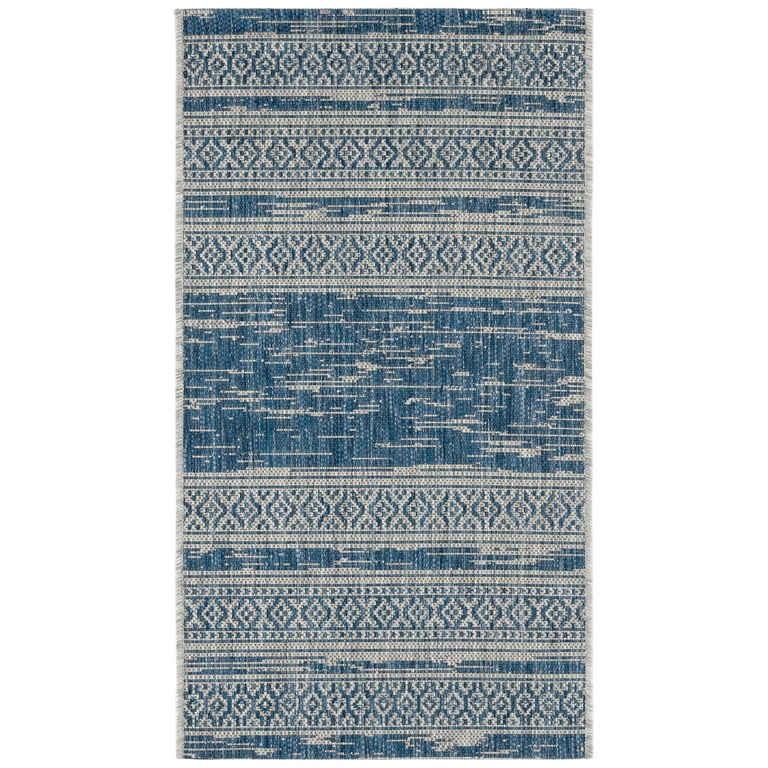 5' x 7' Blue and Gray Striped Indoor Outdoor Area Rug 5' x 7' Blue and Gray Striped Indoor Outdoor Area Rug