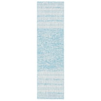 SAFAVIEH Courtyard Galen Striped Indoor/Outdoor Runner Rug, Aqua/Grey, 2'3" x 8'