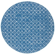 SAFAVIEH Courtyard Galena Geometric Indoor/Outdoor Area Rug, Navy/Ivory, 6'7" x 6'7" Round