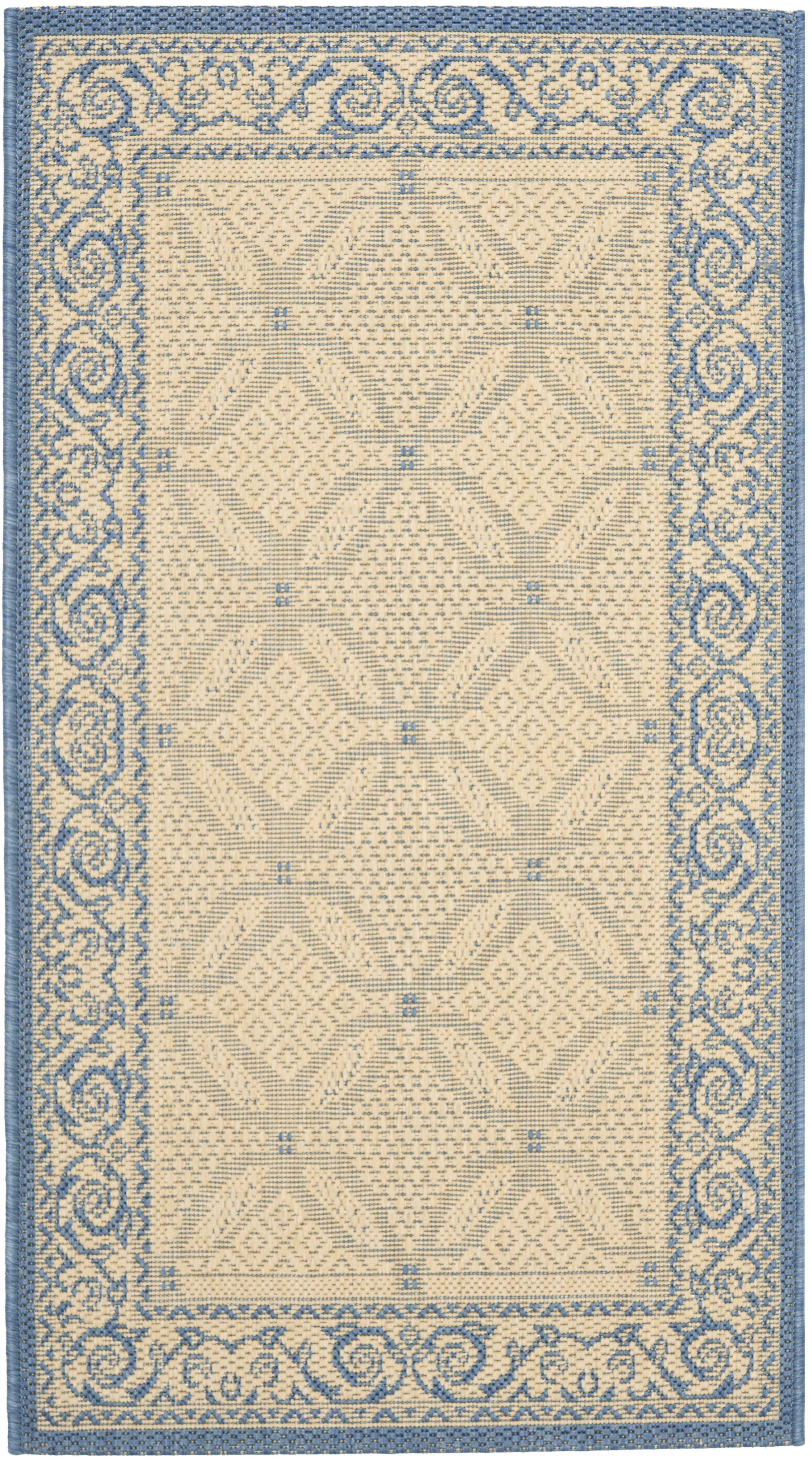Safavieh Courtyard Gaus Oriental Indoor/Outdoor Area Rug, Natural/Blue, 2' x 3'7"