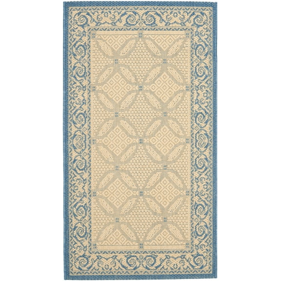 Safavieh Courtyard Gaus Oriental Indoor/Outdoor Area Rug, Natural/Blue, 2' x 3'7"