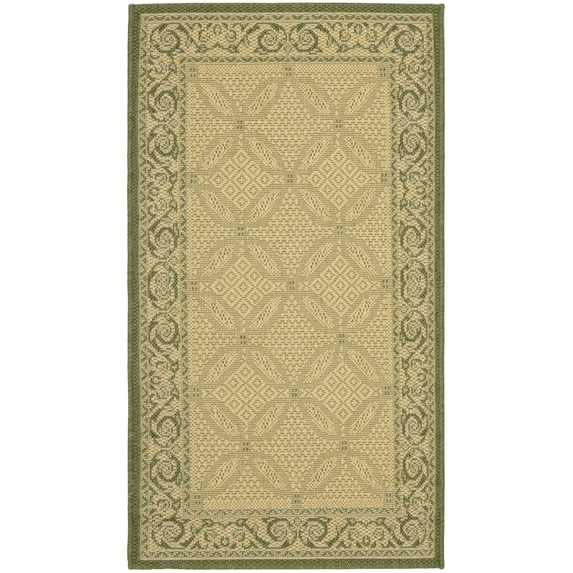 Safavieh Courtyard Gaus Oriental Indoor/Outdoor Area Rug, Natural/Olive, 2' x 3'7"