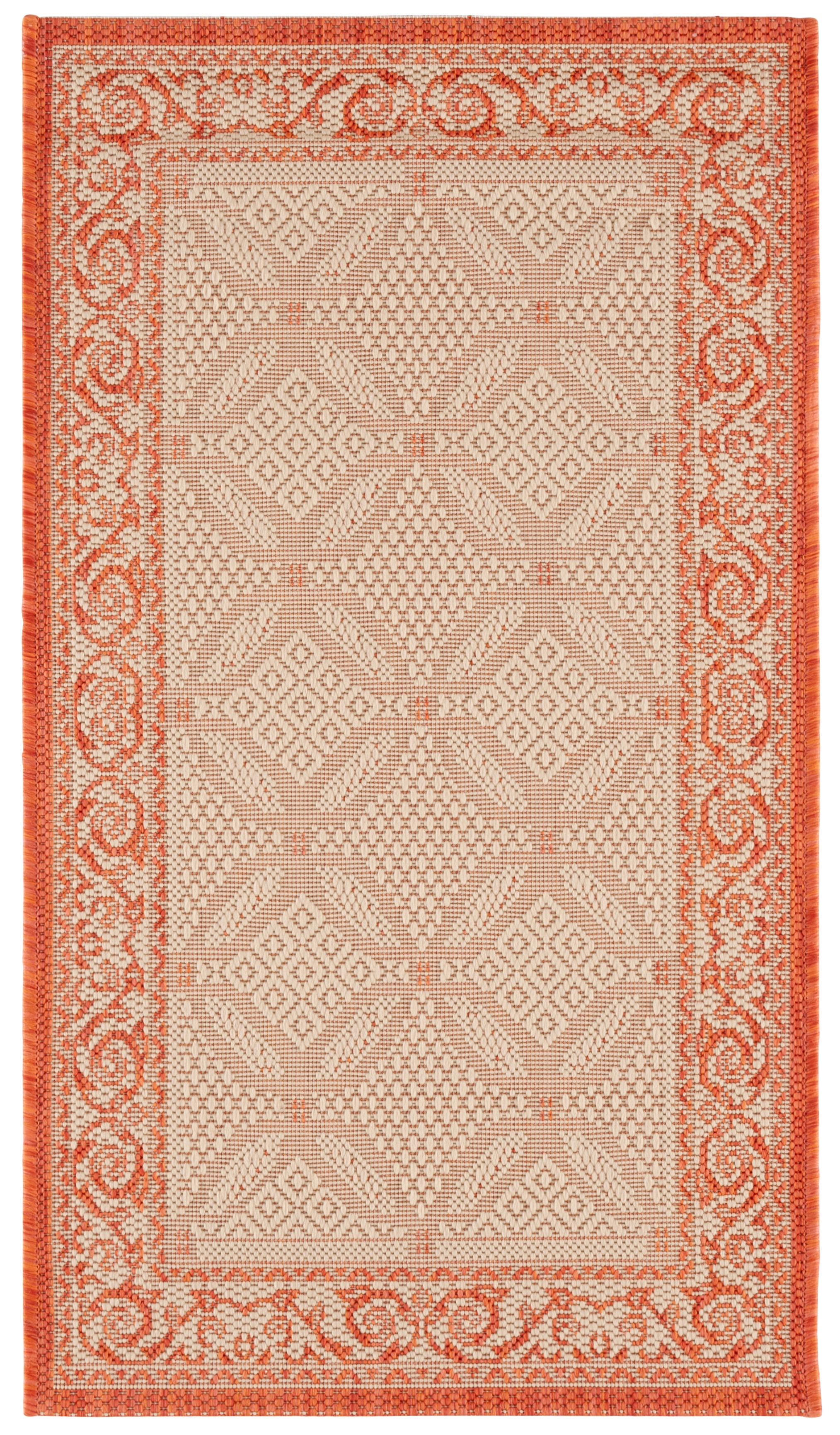 Safavieh Courtyard Gaus Oriental Indoor/Outdoor Area Rug, Natural/Terracotta, 2' x 3'7"