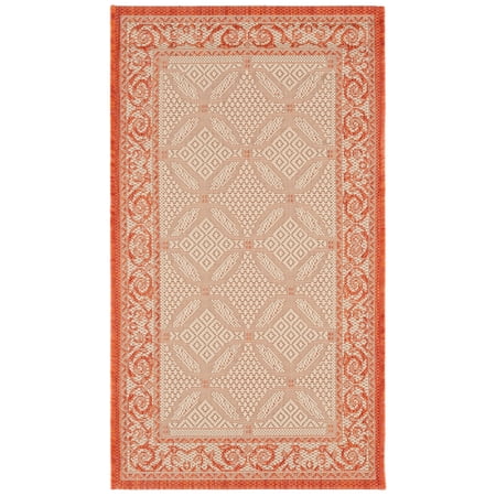 Safavieh Courtyard Gaus Oriental Indoor/Outdoor Area Rug, Natural/Terracotta, 2' x 3'7"